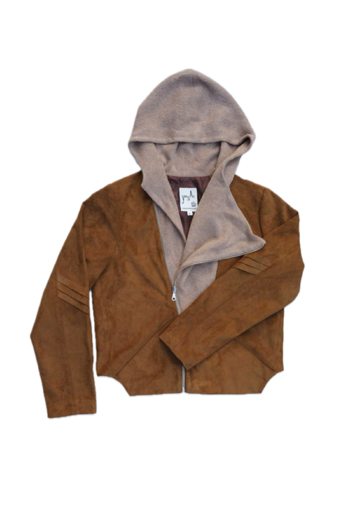 Suede Knitted Hood Jacket